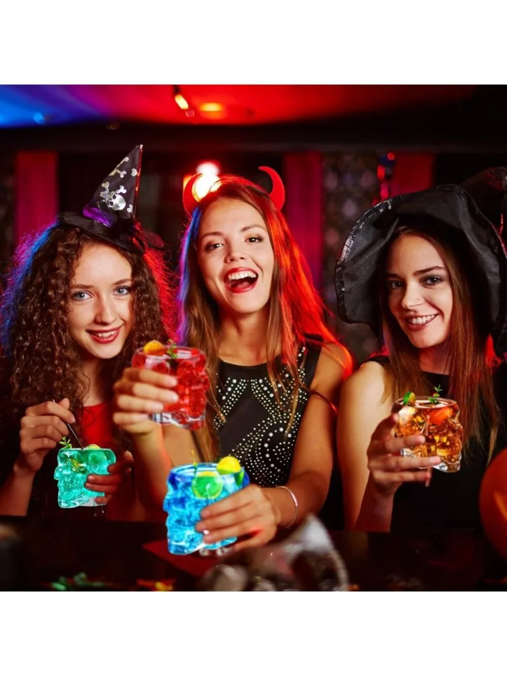 12 Pcs Halloween Skull Glass Cups - 12 oz Clear Drinking Glasses for Cocktails